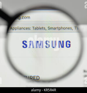 Milan, Italy - November 1, 2017: Samsung Electronics logo on the website homepage. Stock Photo