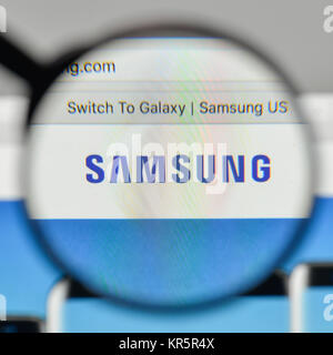 Milan, Italy - November 1, 2017: Samsung Electronics logo on the website homepage. Stock Photo