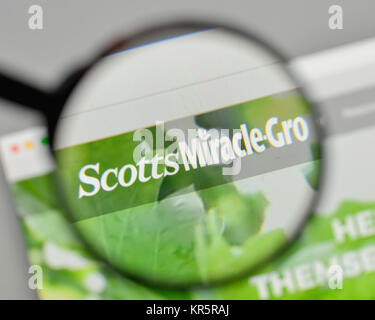 Milan, Italy - November 1, 2017: Scotts Miracle-Gro logo on the website homepage. Stock Photo