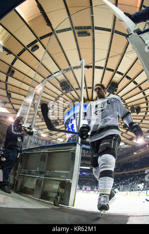 Manhattan, New York, USA. 15th Dec, 2017. Los Angeles Kings center Anze Kopitar (11) steps off the ice after warming up during the game between The New York Rangers and The Los Angeles Kings at Madison Square Garden in Manhattan, New York. Mandatory credit: Kostas Lymperopoulos/CSM/Alamy Live News Stock Photo