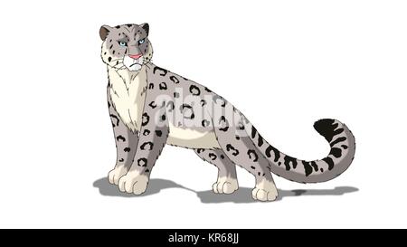Snow Leopard Isolated on White Background Stock Photo - Alamy