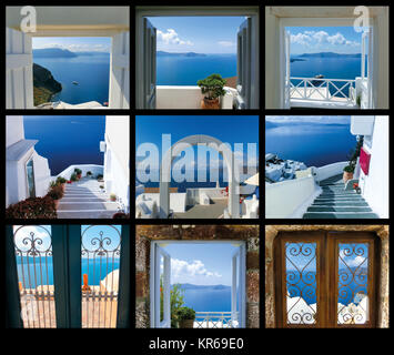 The set from views in Oia, Santorini, Greece Stock Photo - Alamy