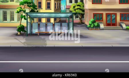 Bus Stop in a City Stock Photo