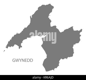 Gwynedd Wales Map grey Stock Photo