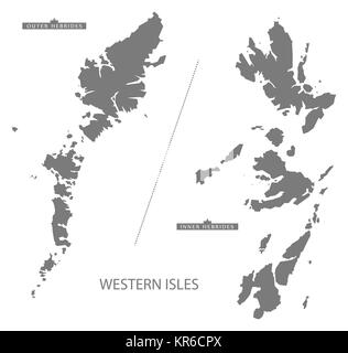 Western Isles Scotland Map grey Stock Photo