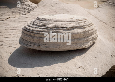 Al Wathba sand stones or Fossil Dunes in the desert of Abu Dhabi, United Arab Emirates, sandstone formations, sculpted by the desert winds Stock Photo