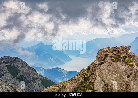 pilatus massif overlooking central switzerland Stock Photo