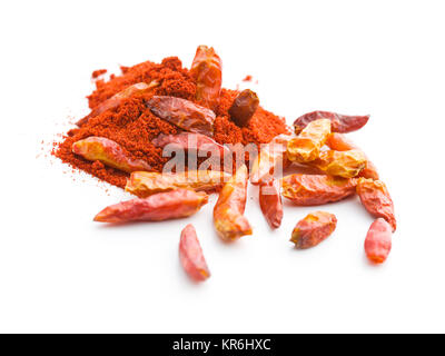 Chili peppers and powdered pepper. Stock Photo