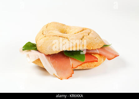 Bread roll (friselle) with Schwarzwald ham Stock Photo