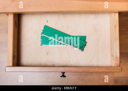 Computer Memory planks in open drawer Stock Photo