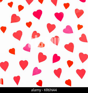 pink and red hearts cutout from color paper Stock Photo
