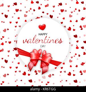 Valentines day red heart shape bow Stock Vector
