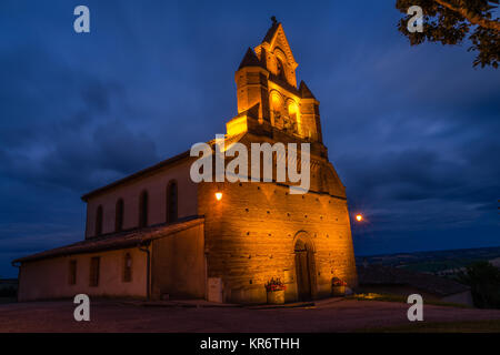 Illuminated church in France Stock Photo