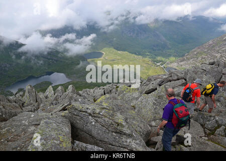 Lake Views from Mount Tryfan, Snowdonia, Wales, UK Stock Photo