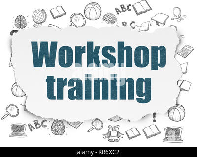 Studying concept: Workshop Training on Torn Paper background Stock Photo