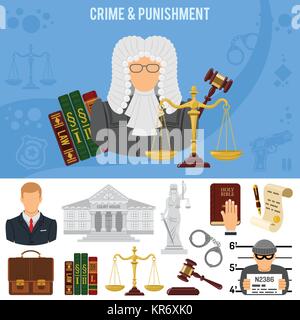 Crime and Punishment Banner Stock Vector