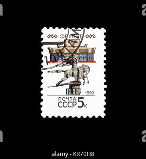 Cancelled postage stamps printed by  Soviet Union, that shows towns in Soviet Union. Stock Photo