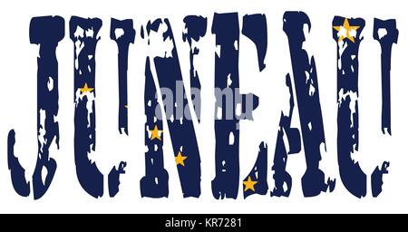 The flag of the state of Alaska with the state capitol Juneau in text Stock Vector