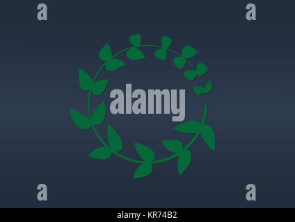 A green branch with leaves folded into a ring. Stock Vector