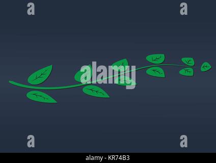 Logo in the form of a green branch with leaflets. Stock Vector