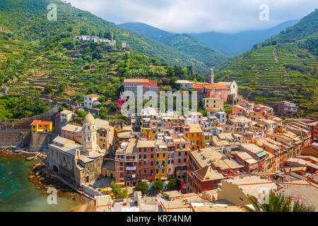 Panorama of Vernazza, Cinque Terre, Liguria, Italy Stock Photo