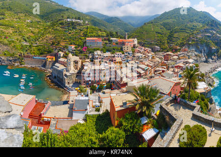 Panorama of Vernazza, Cinque Terre, Liguria, Italy Stock Photo