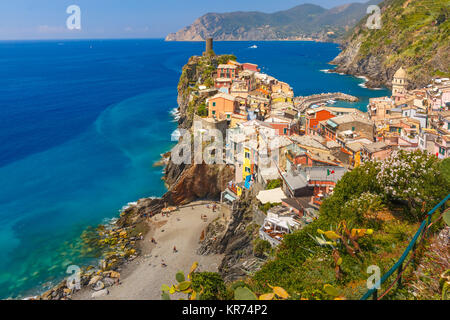 Panorama of Vernazza, Cinque Terre, Liguria, Italy Stock Photo