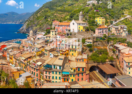 Panorama of Vernazza, Cinque Terre, Liguria, Italy Stock Photo