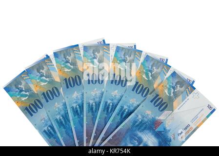 banknotes of 100 swiss franc Stock Photo