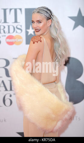 Anne-Marie attends the Brit Awards 2016 at the O2 Arena in London. 24th February 2016 © Paul Treadway Stock Photo