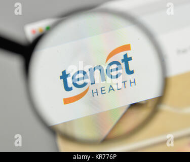 Milan, Italy - November 1, 2017: Tenet Healthcare logo on the website homepage. Stock Photo
