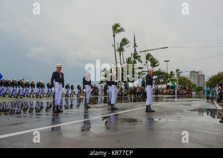 Pattaya, Thailand - November 19, 2017: Thai navy demonstrating Fancy Drill on the 50th anniversary ASEAN International Fleet Review 2017 Stock Photo