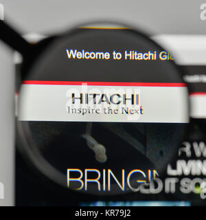 Milan, Italy - November 1, 2017: Hitachi logo on the website homepage. Stock Photo