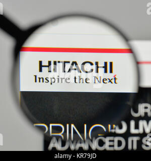 Milan, Italy - November 1, 2017: Hitachi logo on the website homepage. Stock Photo