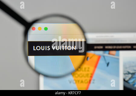 Milan, Italy - November 1, 2017: Louis Vuitton logo on the website homepage. Stock Photo
