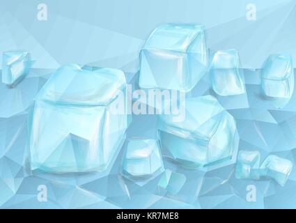 blue crushed ice on abstract triangular background Stock Vector