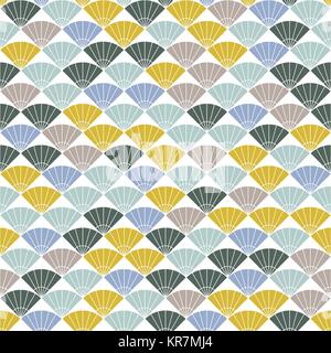 Colorful fan background. Based on Traditional Japanese Embroidery. Abstract Seamless pattern. Based on Sashiko stitching - uchiwa. Stock Vector