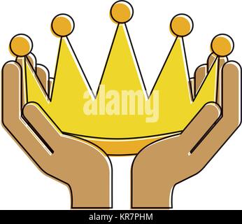 winner hands with crown isolated icon Stock Vector Image & Art - Alamy