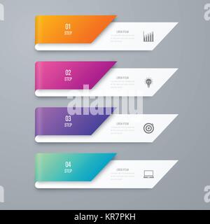 Business infographics template 4 steps with square Stock Vector