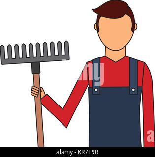 gardener with rake avatar character icon Stock Vector
