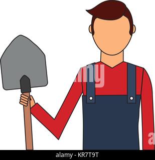 gardener with shovel avatar character icon Stock Vector
