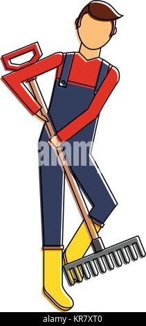 gardener with rake avatar character icon Stock Vector Image & Art - Alamy