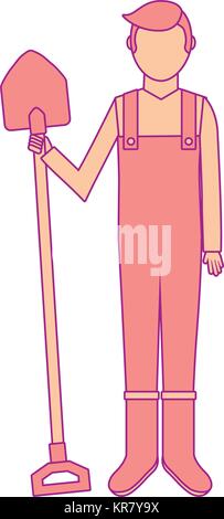 gardener with shovel avatar character icon Stock Vector