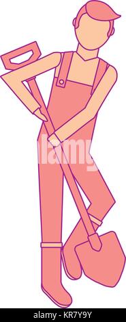 gardener with shovel avatar character icon Stock Vector