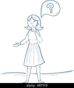 Woman is thinking. Question mark thought Stock Vector