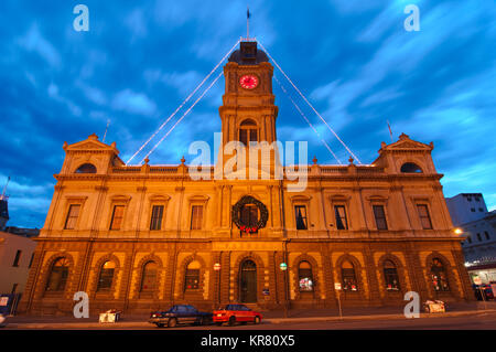 Town Hall at Night, Ballarat, Victoria, Australia Stock Photo