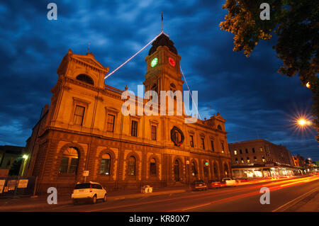 Town Hall at Night, Ballarat, Victoria, Australia Stock Photo