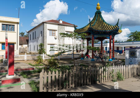 A Chinese style pavilion in downtown Antananarivo, Madagascar, Africa. Stock Photo