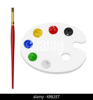 paint brush with color palette on white background Stock Vector