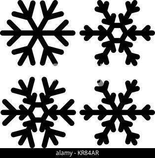 Snowflakes icon set vector illustration. Black and white. Stock Vector